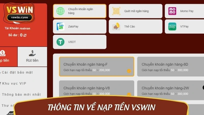 Bỏ túi ngay các thông tin quan trọng khi nạp tiền VSWIN